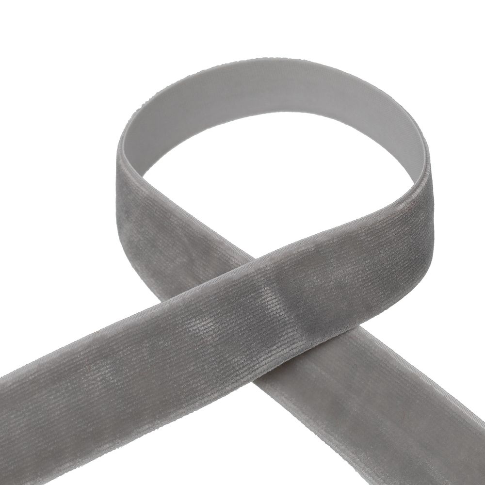 Лента бархатная (тесьма) эластичная 20.0 мм / 16.5±0.5 метра, №604 (16-5101) серый, Blitz VRE-20