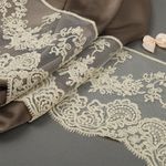 Кружево на сетке (жесткая матовая нить) 130 мм, диз.BL.40466, цв.бежевый уп.13.71м, Kruzhevo