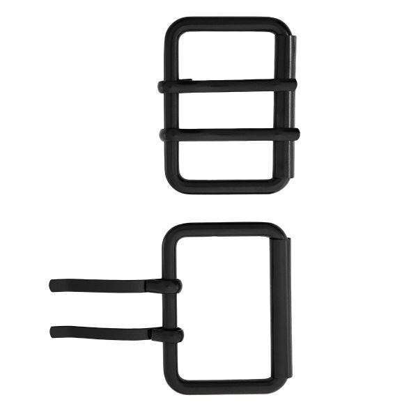 Пряжка прямоугольная 45 мм, с двумя язычками, металл (M.Black черный матовый), МТ_1864, 6 шт