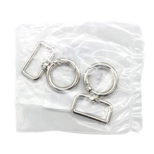 Карабин металл 25.0 мм, никель, 4 шт