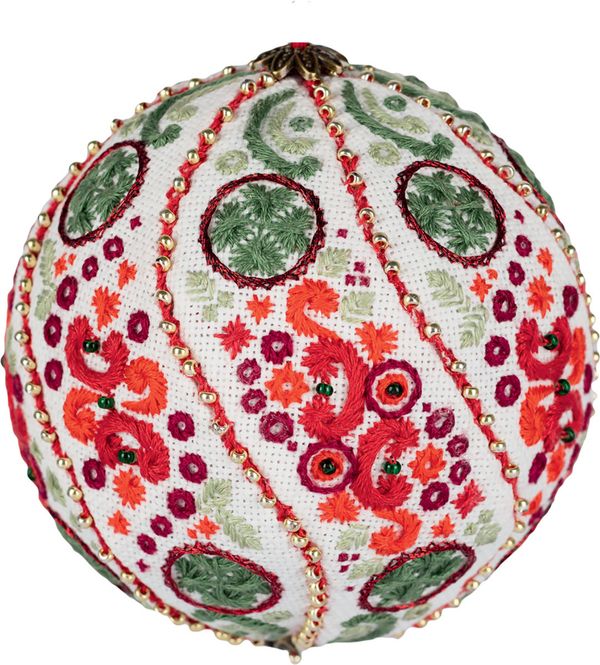 Набор для вышивания нитками Panna, новогодняя игрушка Рождественские узоры, 8.5х8.5 см