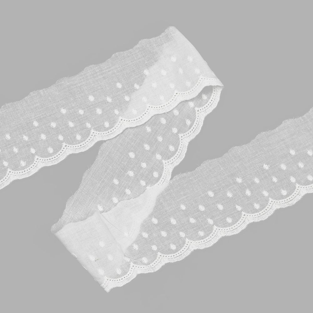 Кружево шитьё 69 мм / 13.72 м, 100% хлопок, неотбеленный