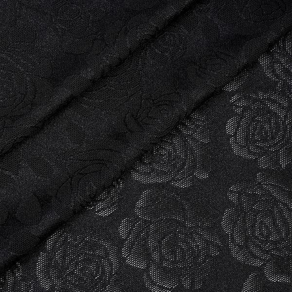 Сетка бельевая эластичная 155 г/м², шир.120 см / 1 метр, жаккард, цв.черный /OLG017/1/