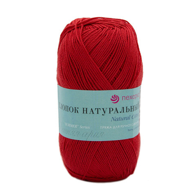 Пряжа Пехорка Хлопок натуральный Кабле / уп.5 мот. по 100 г, 425 м, 06-Красный