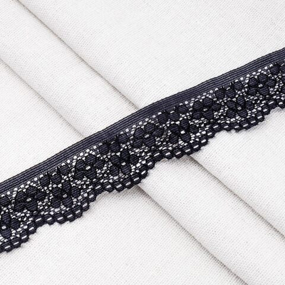 Кружево эластичное (стрейч) 25 мм / 50 метров, черный ирис, К009.025