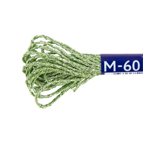 Мулине Gamma металлик NM 12 мотков по 6 метров, M-60 белый/салатовый, Gamma MOULINE