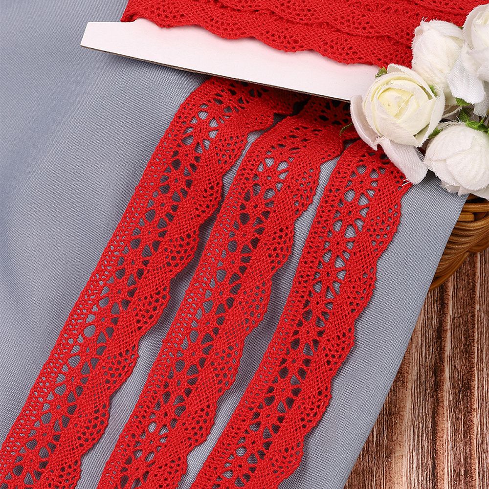 Кружево вязаное (тесьма) 27 мм / 10 метров, хлопок, TBY.1005 цв.F162 красный, Kruzhevo