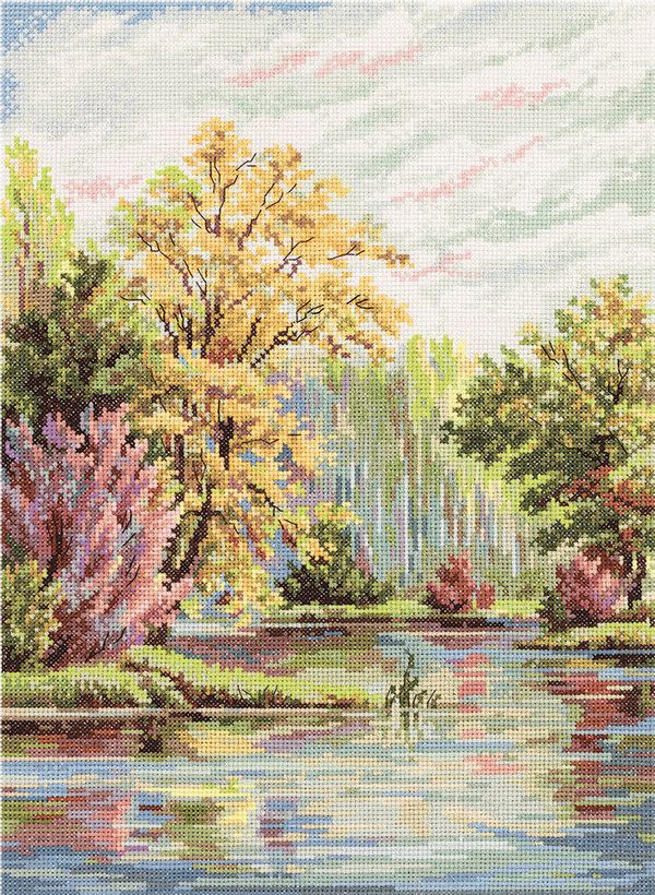 Набор для вышивания нитками Panna, Золотая серия, Осенний мотив, 26,5х36,5 см