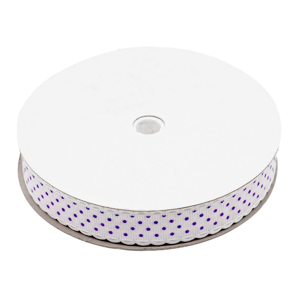 Лента декоративная Горох, 20.0 мм / 25±1 метров, (03 белый/фиолетовый), YH97