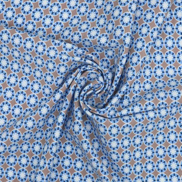 Ткань коллекция Jersey, 48х50см, 95% хлопок, 5% эластан Gutermann (722 бежевый/мелкий цветочек на голубом), 647710
