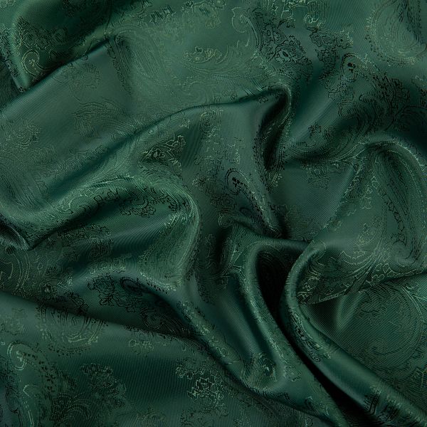 Ткань подкладочная (таффета) с рисунком 96 г/м², 100х145 см, 140 зеленый (растительный орнамент), Gamma JTR