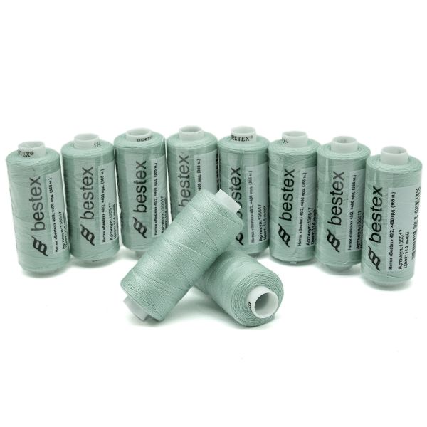 Нитки швейные бытовые Bestex 40/2, 365 м (400 ярд) / 10 кат., 114 зеленый иней