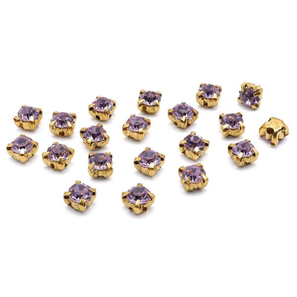Хрустальные стразы в цапах круглые (золото) сиреневый 4х4 мм, 20 шт/упак. Astra&Craft, ЗЦ018НН44