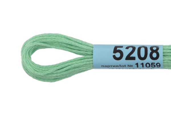 Мулине Gamma 100% хлопок, цв.5208 мятный, 24 мотка по 8 метров