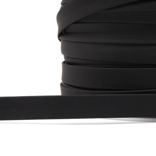 Косая бейка кожзам 10 мм / 50 м, черный матовый, ГТБЛ