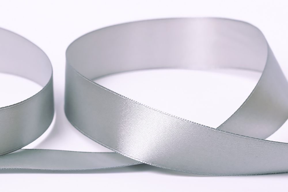 Лента атласная 1-сторонняя 25.0 мм / 33±2 метра, №059 серый, в термоплёнке, Gamma