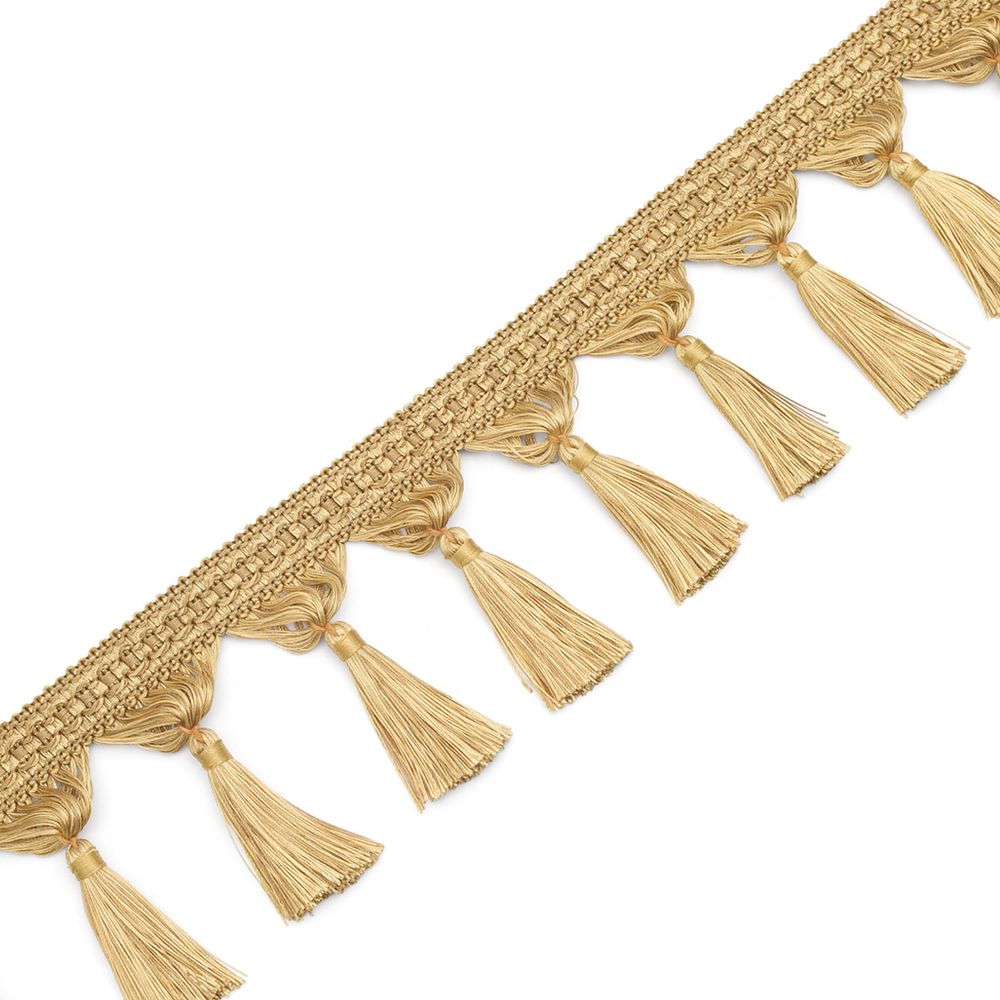 Бахрома отделочная широкая 115.0 мм / 25 метров, с кистями 112 золотистый