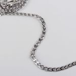 Цепочка для сумки с карабинами алюм 120см 9х14мм плоская серебряный