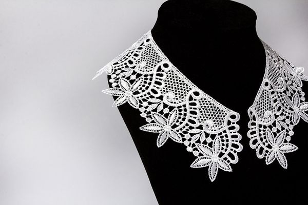 Пришивной кружевной воротник гипюр 6.5 см, 2 шт, белый, Gamma VGM-65-02