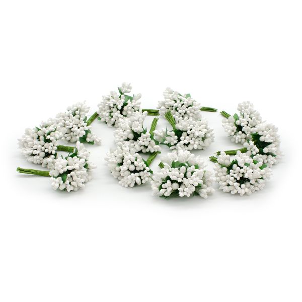 Цветы искусственные декоративные 2см (12 штук) (белый)