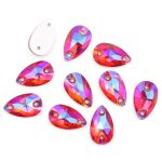 Хрустальные стразы пришивные формы капля, фуксия 7х12 мм 10 шт/упак., ХК007НН712