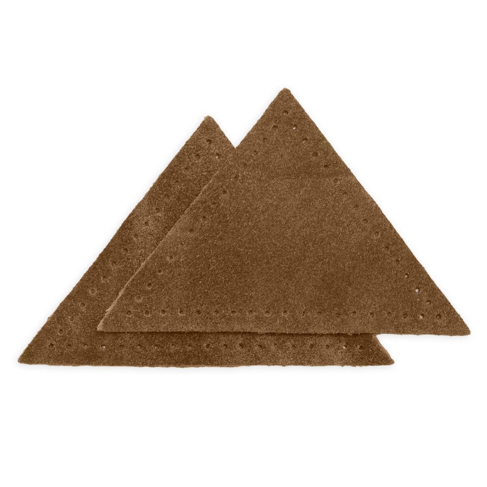 Заплатки пришивные из замши треугольник 8х8х8 см, с перфорацией, 2шт/уп, 32 кэмел, 59903