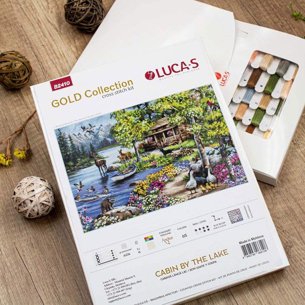 Набор для вышивания нитками Luca-S B2410, Дом Шале у озера, 51х34см