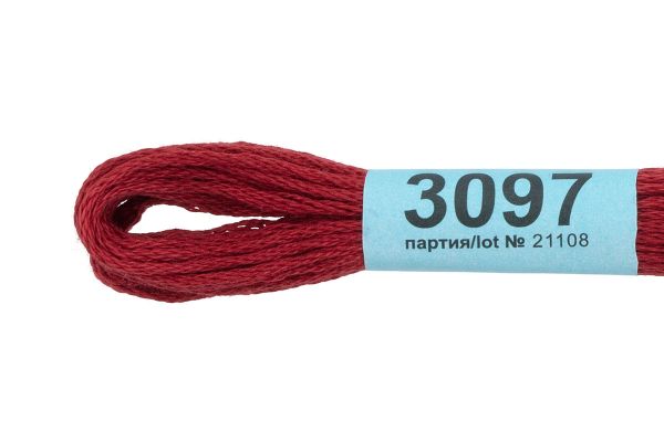 Мулине Gamma 100% хлопок, цв.3097 гр.бордовый, 24 мотка по 8 метров