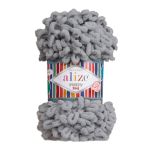 Пряжа Alize (Ализе) Puffy Fine / уп.5 мот. по 100 г, 14м, 343 угольно-серый A