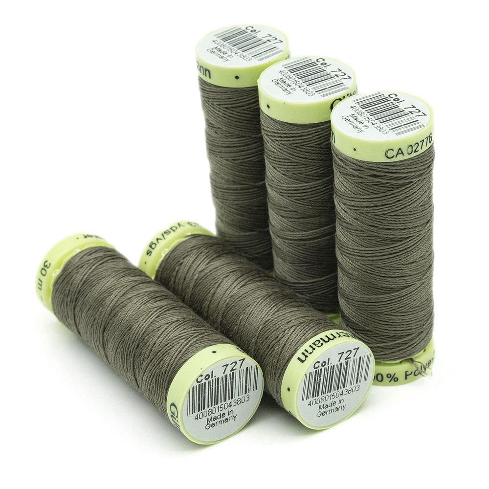 Нитки отделочные Gutermann Top Stitch, 30м, 727 дымчато серо-зеленый, 5 катушек