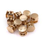 Фиксатор (зажим) для шнура металл 2 отв., 10.5х11.8 мм, ⌀3.7 мм, металл, Gold (золотой), MFR08, 10 шт