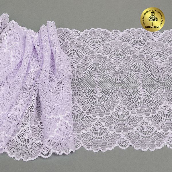 Кружево эластичное (стрейч) 8034 195мм цв.F165 нежная сирень, 10 метров, Kruzhevo
