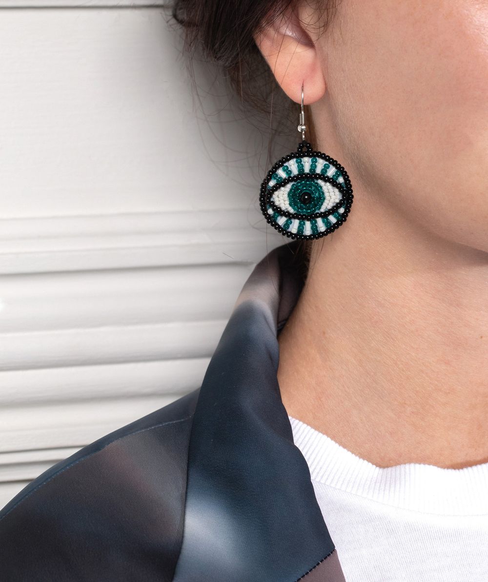 Набор для вышивания бисером Klart, серьги Глаза, 3,5х3,5 см