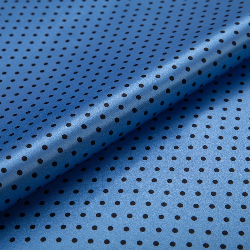 Ткань блузочная Poly satin 75 г/м², 200х145 см, 16 голубой/ черный, Gamma PSS-002