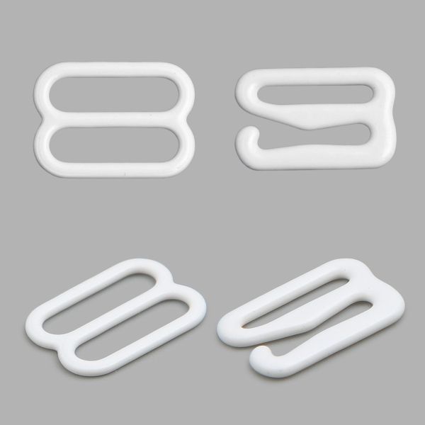 Набор крючки + регуляторы для бюстгальтеров металл 12.0 мм, (12 крюч., 6 регул.), белый