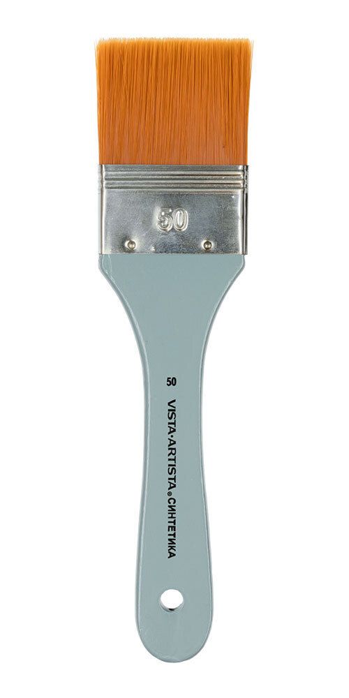 Кисть синтетика №50 флейц, 6 шт, короткая ручка, Vista-Artista 4023F-50