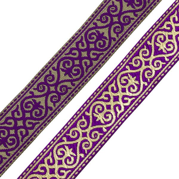 Лента (тесьма) жаккардовая 33.0 мм / 7.32 метра, фиолетовый, 7222