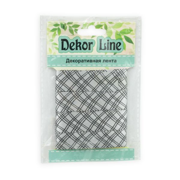 Лента атласная с рисунком Пересечение 15.0 мм / 3 метра, серый, Globus