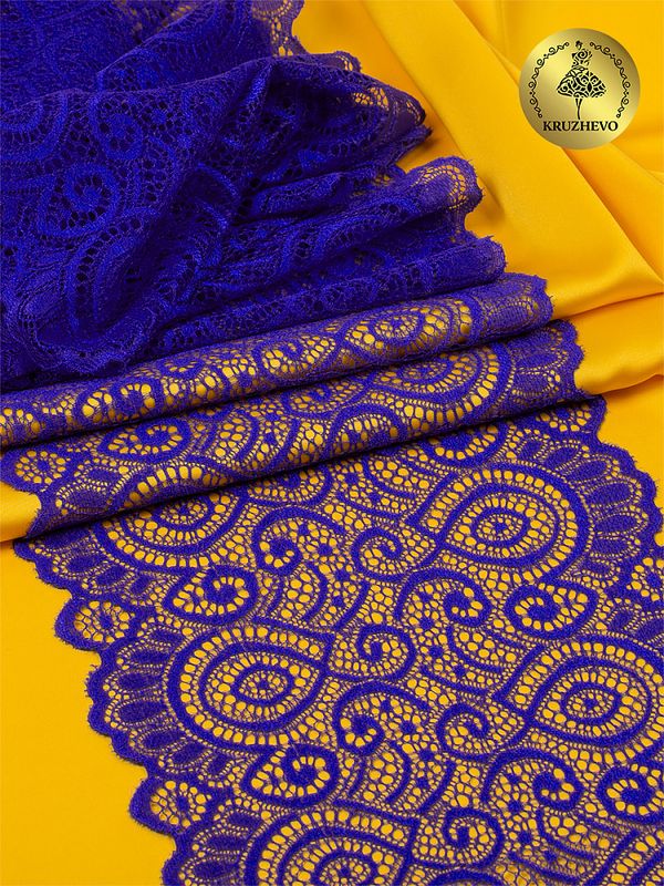 Кружево бельевое эластичное 180 мм / 25 м, 263, цв.223 синий, Kruzhevo