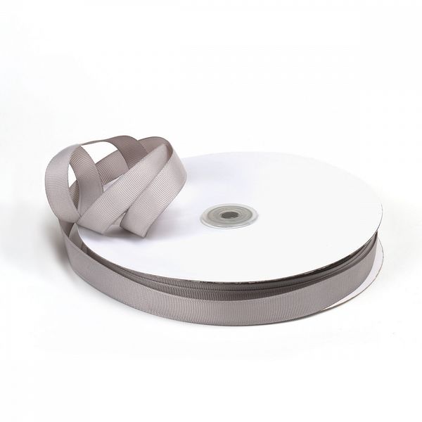 Лента репсовая (в рубчик) 15мм цв. 012 серый уп.91,4м, Ideal