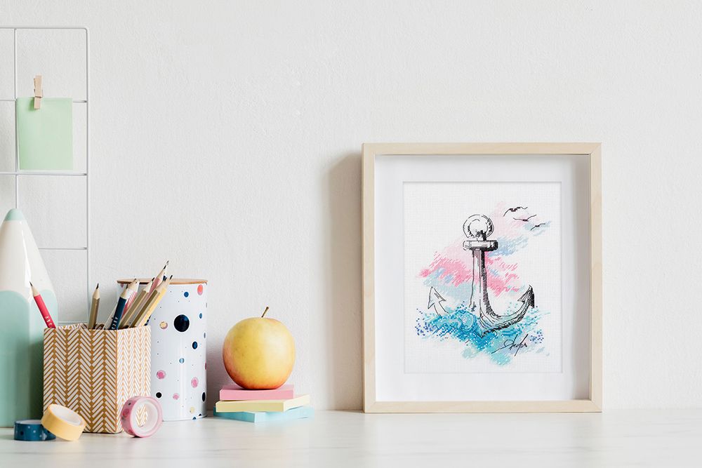 Набор для вышивания нитками Panna, Морской якорь, 20х24 см, Panna