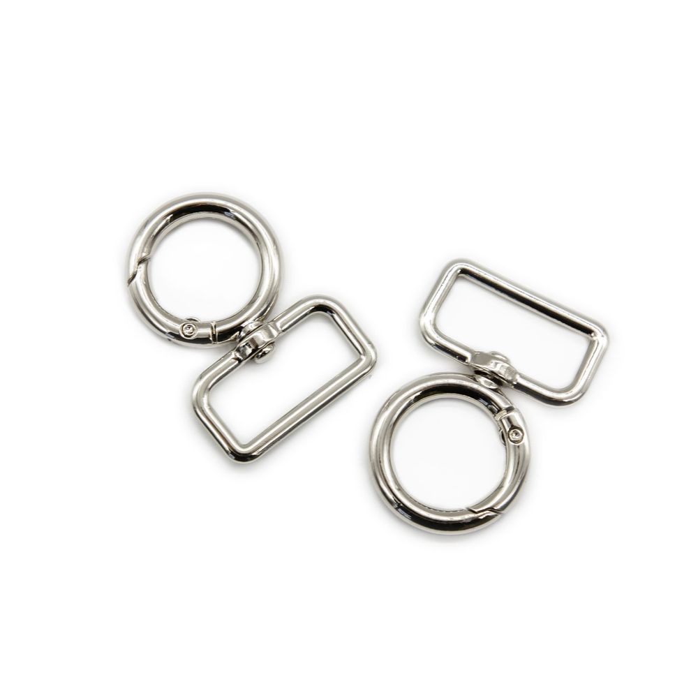 Карабин металл 25.0 мм, никель, 4 шт