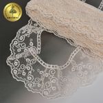 Кружево на сетке 45 мм, диз. 185, цв.375 персик, уп. 14 м, Kruzhevo