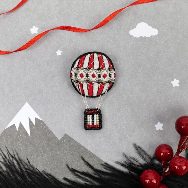 Набор для вышивания бисером Klart, Брошь. Винтажный воздушный шар, 3.5х5.5 см