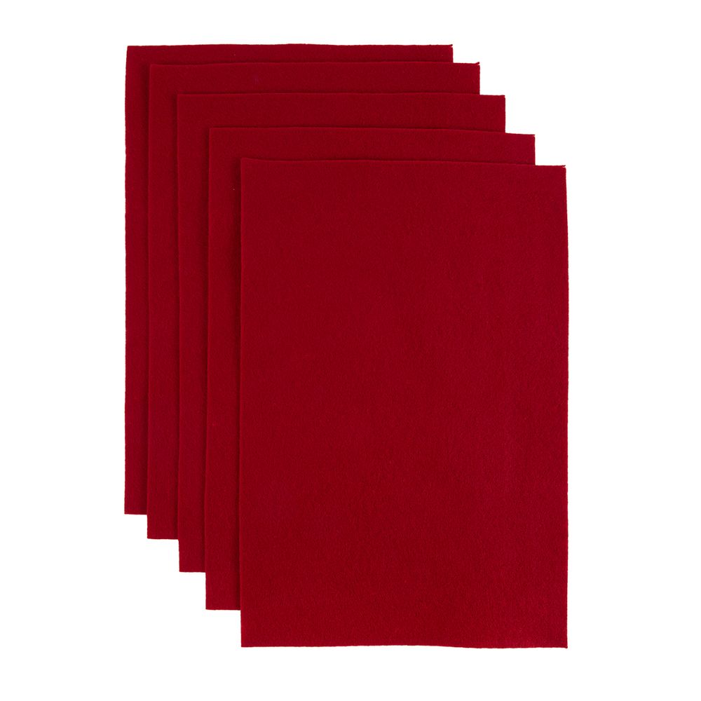 Фетр листовой 1 мм, 20х30 см, 5 шт, 005 т.красный, Blitz FKC10-20/30