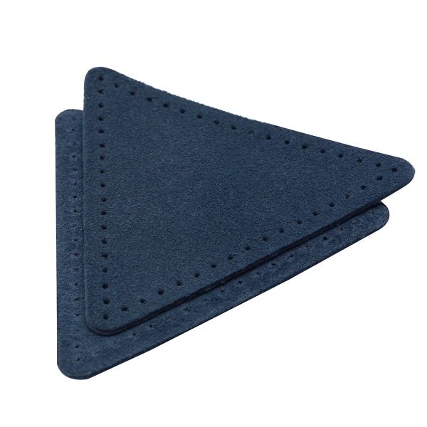 Заплатки пришивные из замши, треугольник равносторонний 8см с перфорацией, 2 шт, 100% кожа, 22 темно-синий, 59126