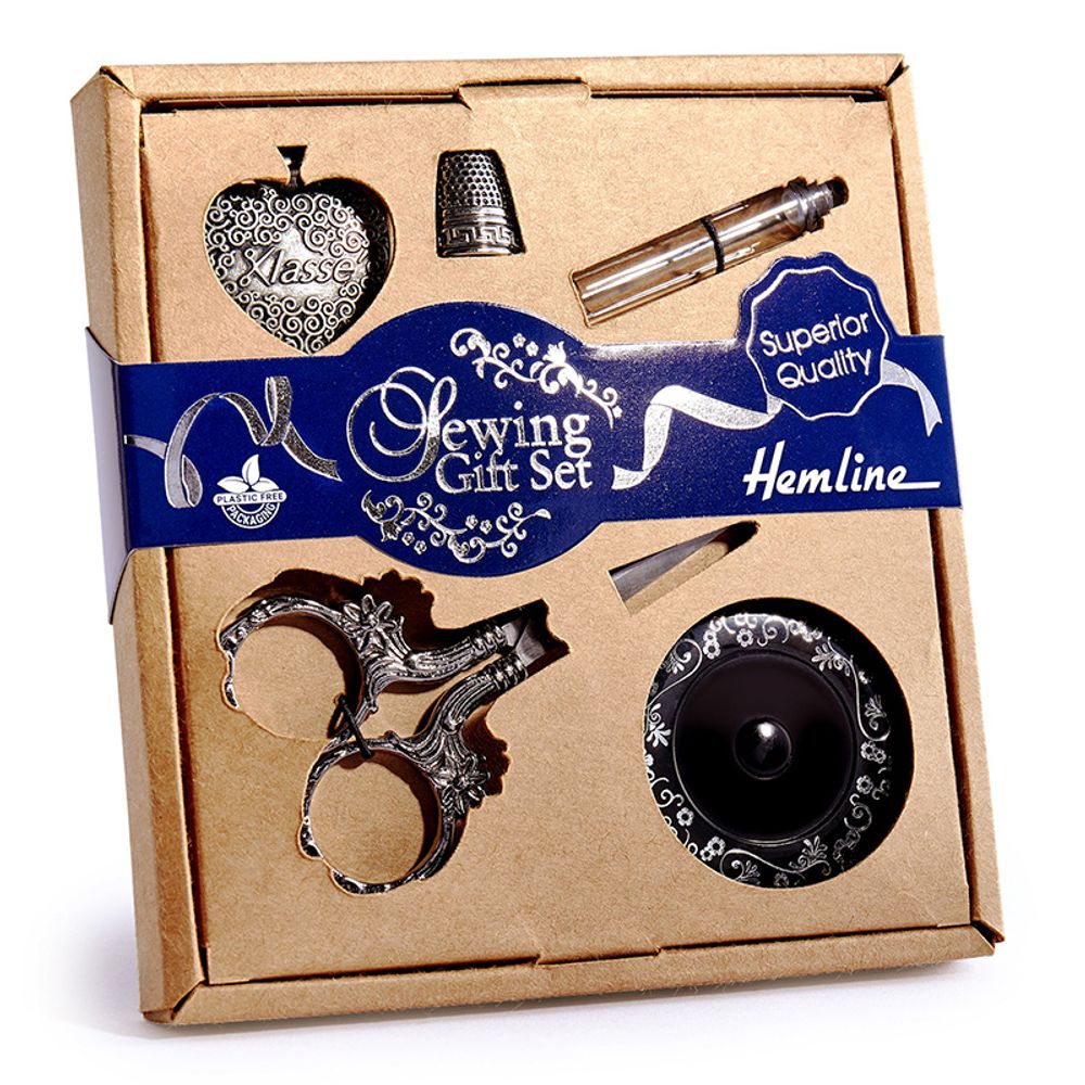 Ножницы (набор) в винтажном стиле: Ножницы, Сантиметр-рулетка, кулон для обрезания нитей и иглы, Hemline