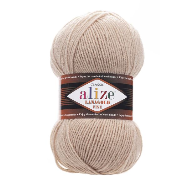 Пряжа Alize (Ализе) Lana Gold Fine / уп.5 мот. по 100 г, 390м, 005 бежевый A