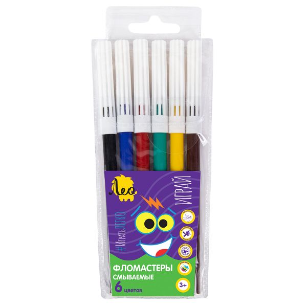 Фломастеры смываемые 6 цв, Лео LPFPW-06