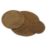 Набор заплаток пришивных из замши, круг ⌀4см, 6см и 8см, с перфорацией, 3 шт, 100% кожа (32 кэмел), 59401